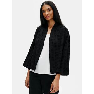 EILEEN FISHER WOMAN Black Organic Cotton Shadow Square Kimono Jacket Size 2XL